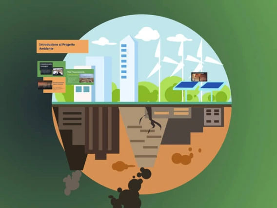 illustration of Earth with clean and polluted cities