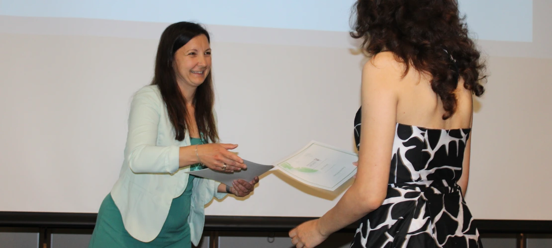 Prof. Gaspar giving certificate to student