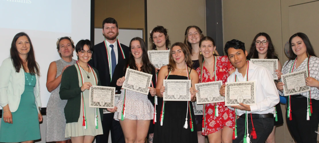 Gamma Kappa Alpha Initiates with Professors Bellocchio and Gaspar