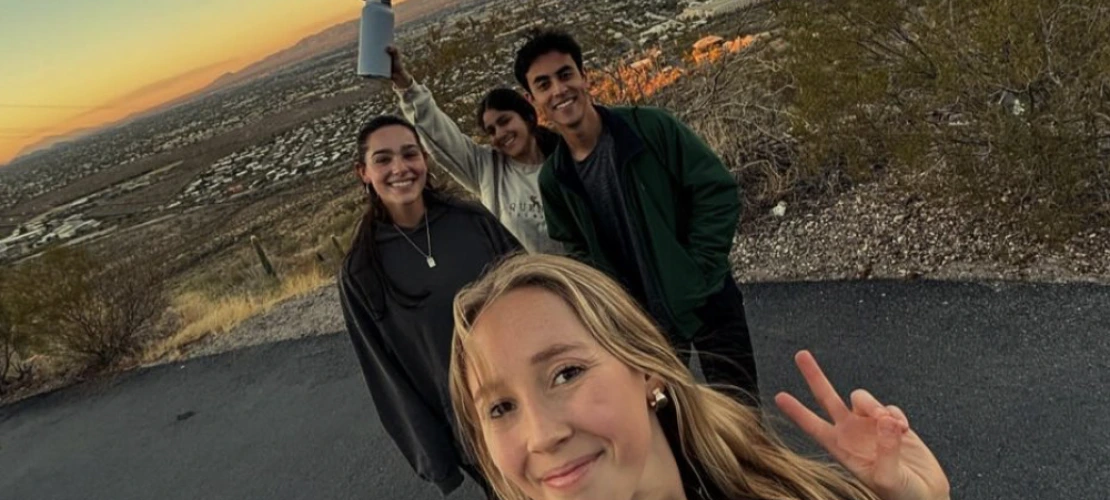 hiking students