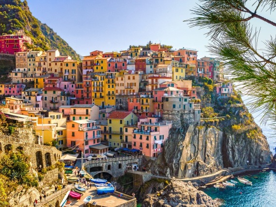 Italian houses on seaside cliff