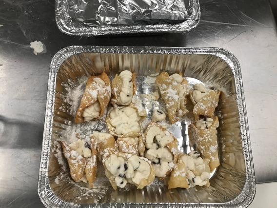 Pan of student-made cannoli