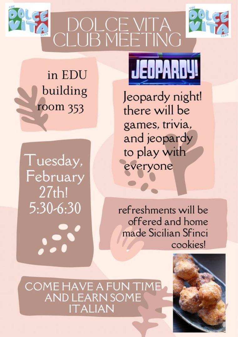 Dolce Vita flyer for Game Night